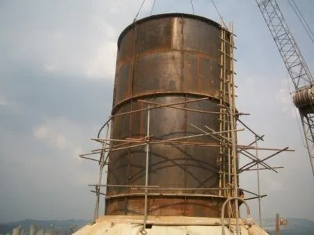 Heat paint coating cerobong — sebelum